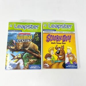 LeapFrog Leapster Games Animal Genius & Scooby-Doo Math Times Two Lot 2007 2009